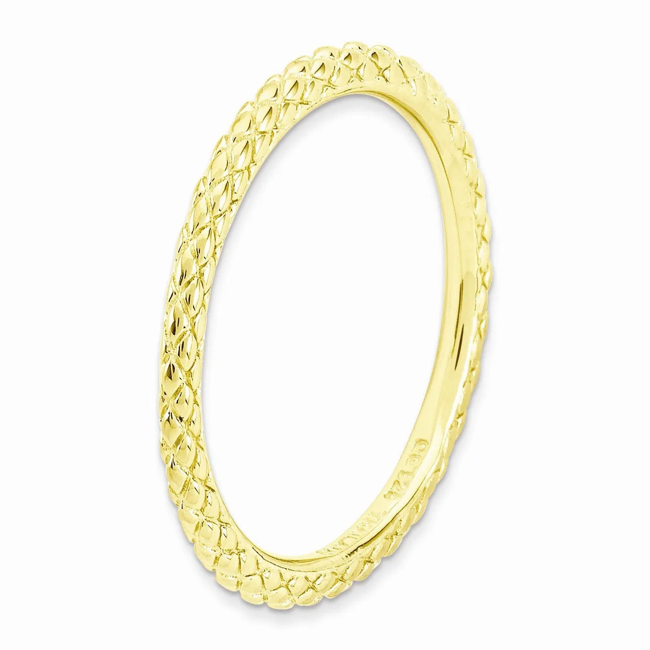 1.5mm Stackable 14K Yellow Gold Plated Silver Crisscross Band