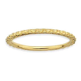 1.5mm Stackable 14K Yellow Gold Plated Silver Crisscross Band