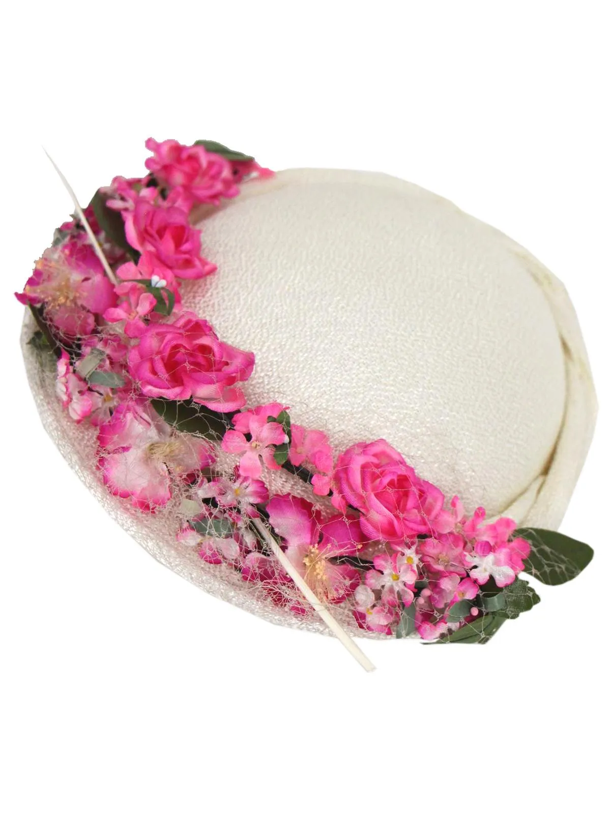 1950s Vintage Whimsical Floral Trimmed Hat