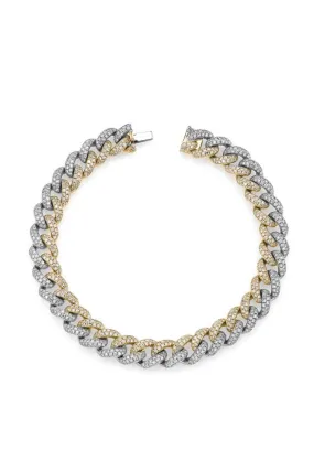 2-TONE PAVE DIAMOND MEDIUM LINK BRACELET