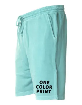 24 1-Color Print Pigment Dyed Fleece Shorts