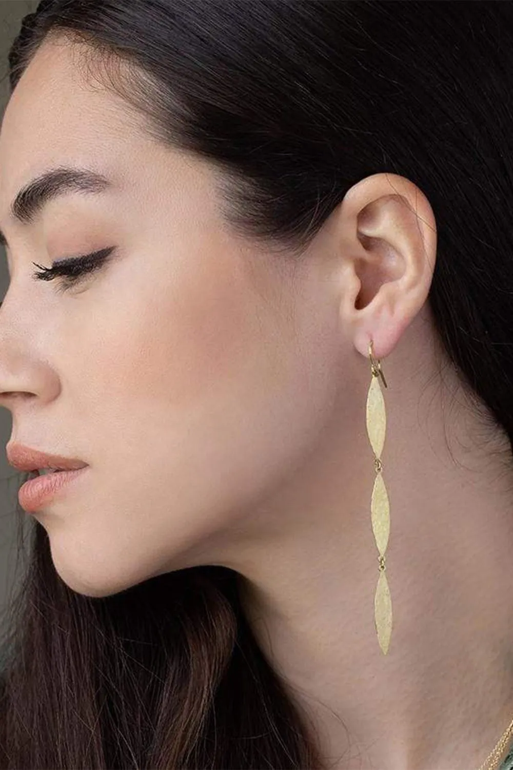 3 Hammered Marquise Drop Earrings