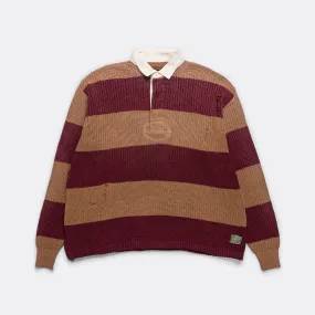 5G Cotton Knit RUGGER Shirt - Brown/Burgundy