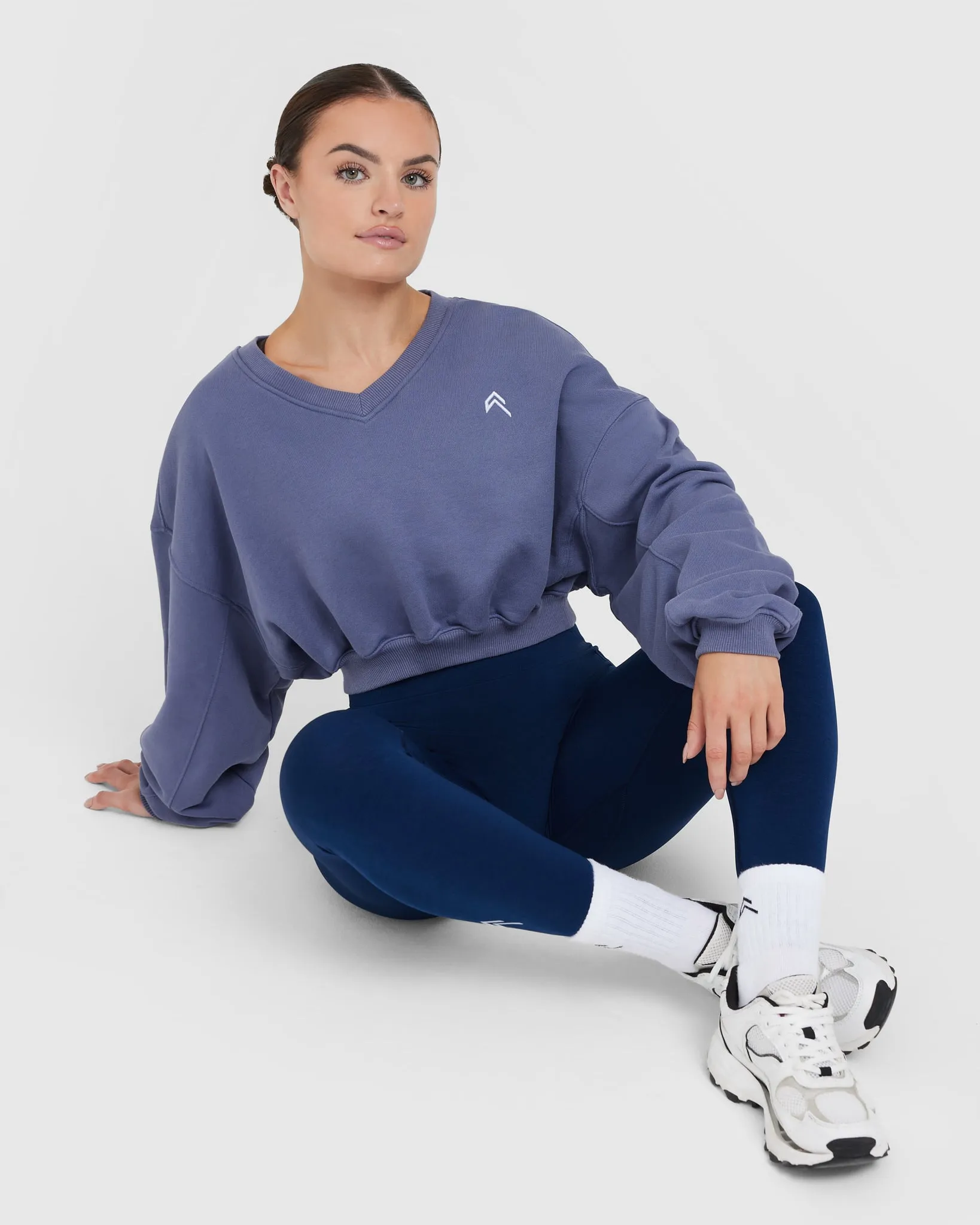 All Day Lightweight Oversized V-Neck Sweatshirt | Slate Blue