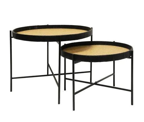 Arden Rattan Large Black   Natural Table 59.5x59.5x44cm