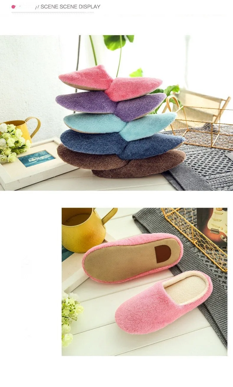 Autumn Winter Fashion Soft Sole Cotton Plush Warm Indoor Slippers for Men