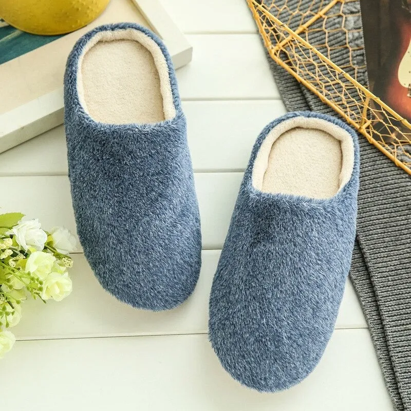 Autumn Winter Fashion Soft Sole Cotton Plush Warm Indoor Slippers for Men