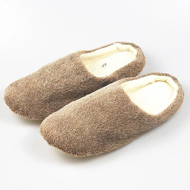 Autumn Winter Fashion Soft Sole Cotton Plush Warm Indoor Slippers for Men