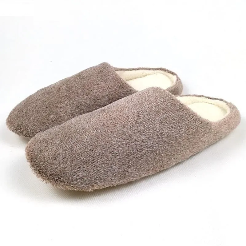 Autumn Winter Fashion Soft Sole Cotton Plush Warm Indoor Slippers for Men