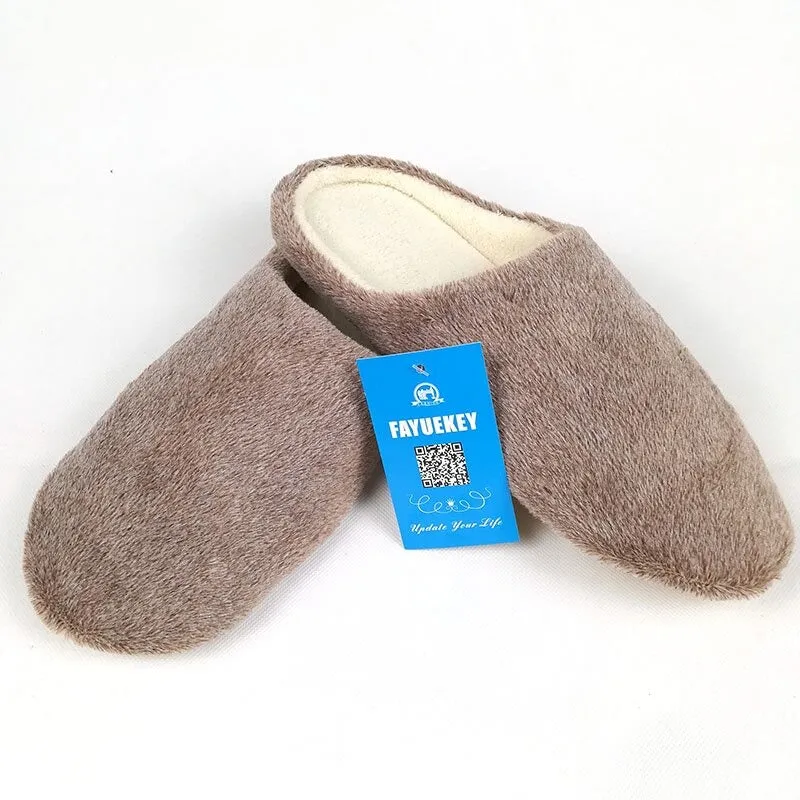 Autumn Winter Fashion Soft Sole Cotton Plush Warm Indoor Slippers for Men