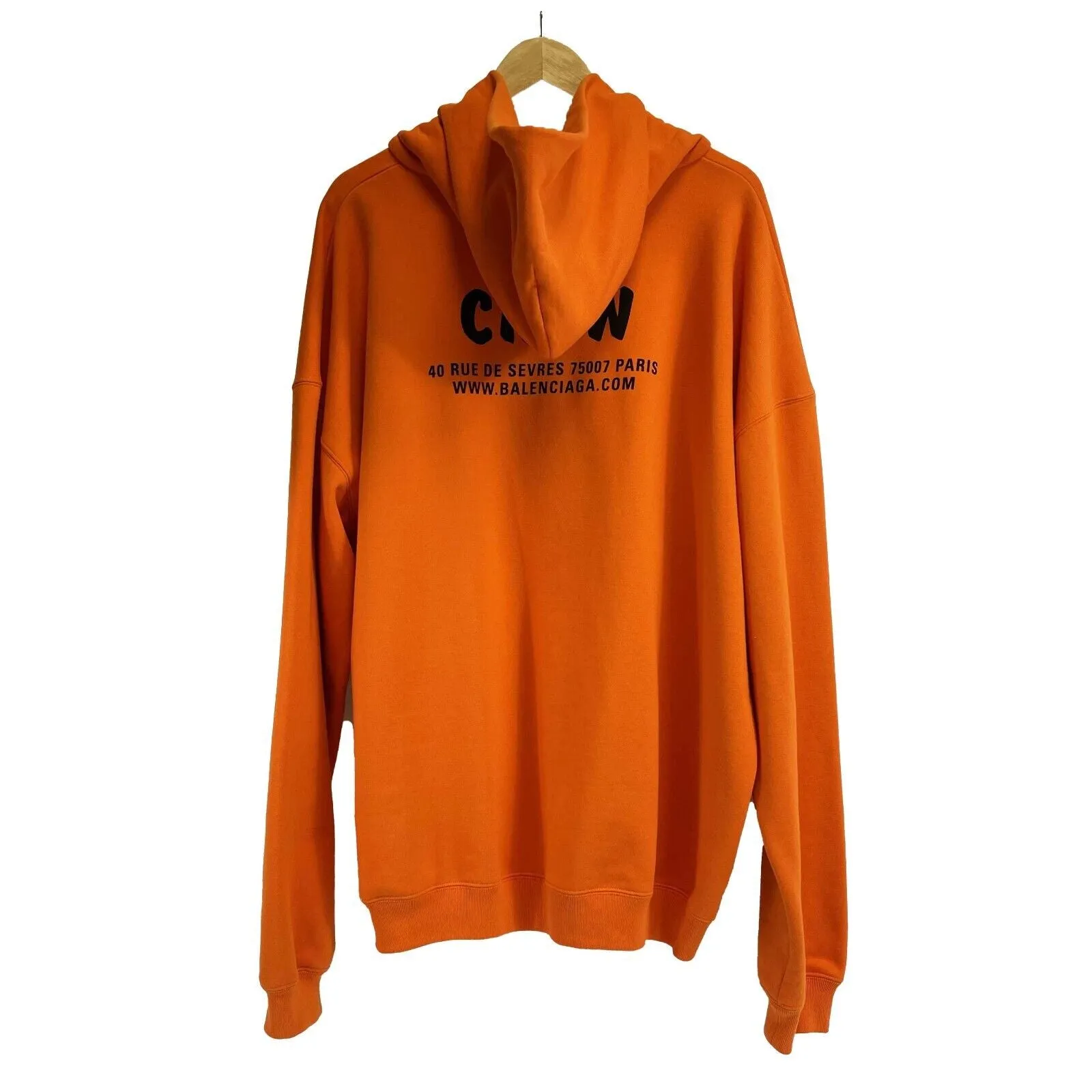 Balenciaga - Orange Crew Print Oversized Zipped Hooded Jacket - Size XS