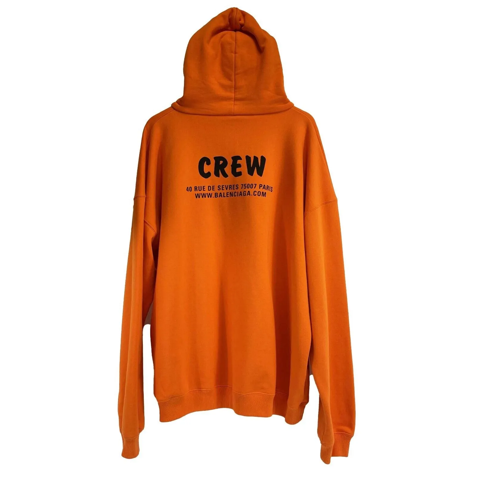 Balenciaga - Orange Crew Print Oversized Zipped Hooded Jacket - Size XS