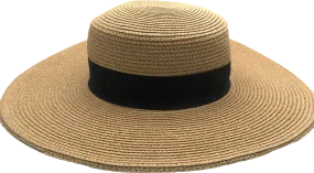 Beige Wide Brim Sun Hat One Size