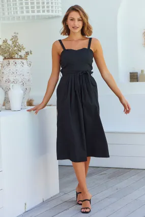 Bellamae Black Tie Waist Singlet Maxi Dress