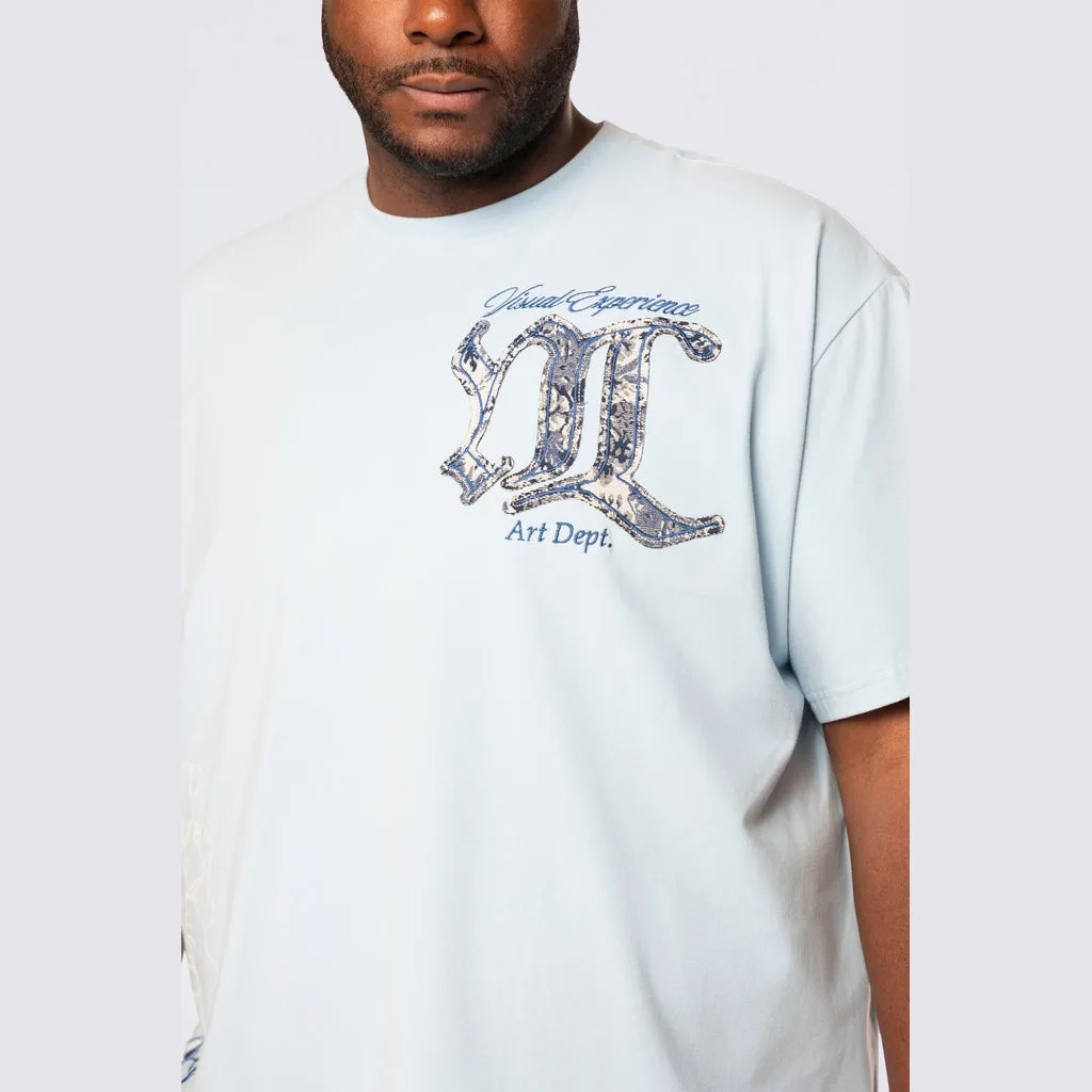 Big and Tall - Tapestry Patch SS Tee - Cerulean