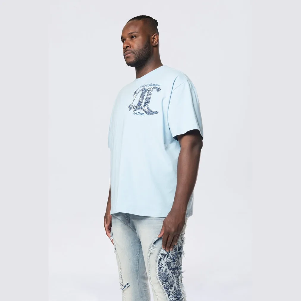 Big and Tall - Tapestry Patch SS Tee - Cerulean