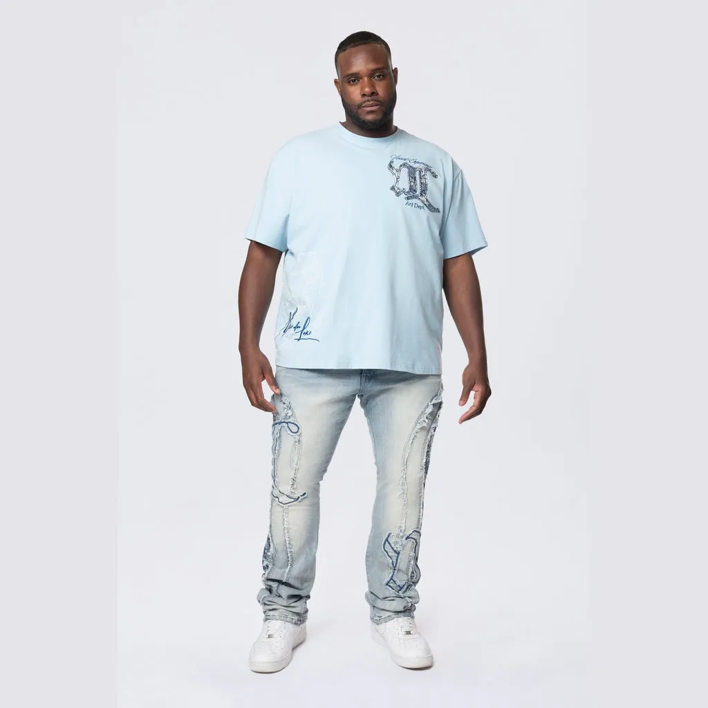 Big and Tall - Tapestry Patch SS Tee - Cerulean