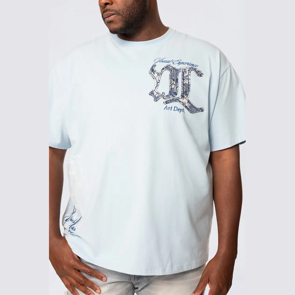 Big and Tall - Tapestry Patch SS Tee - Cerulean