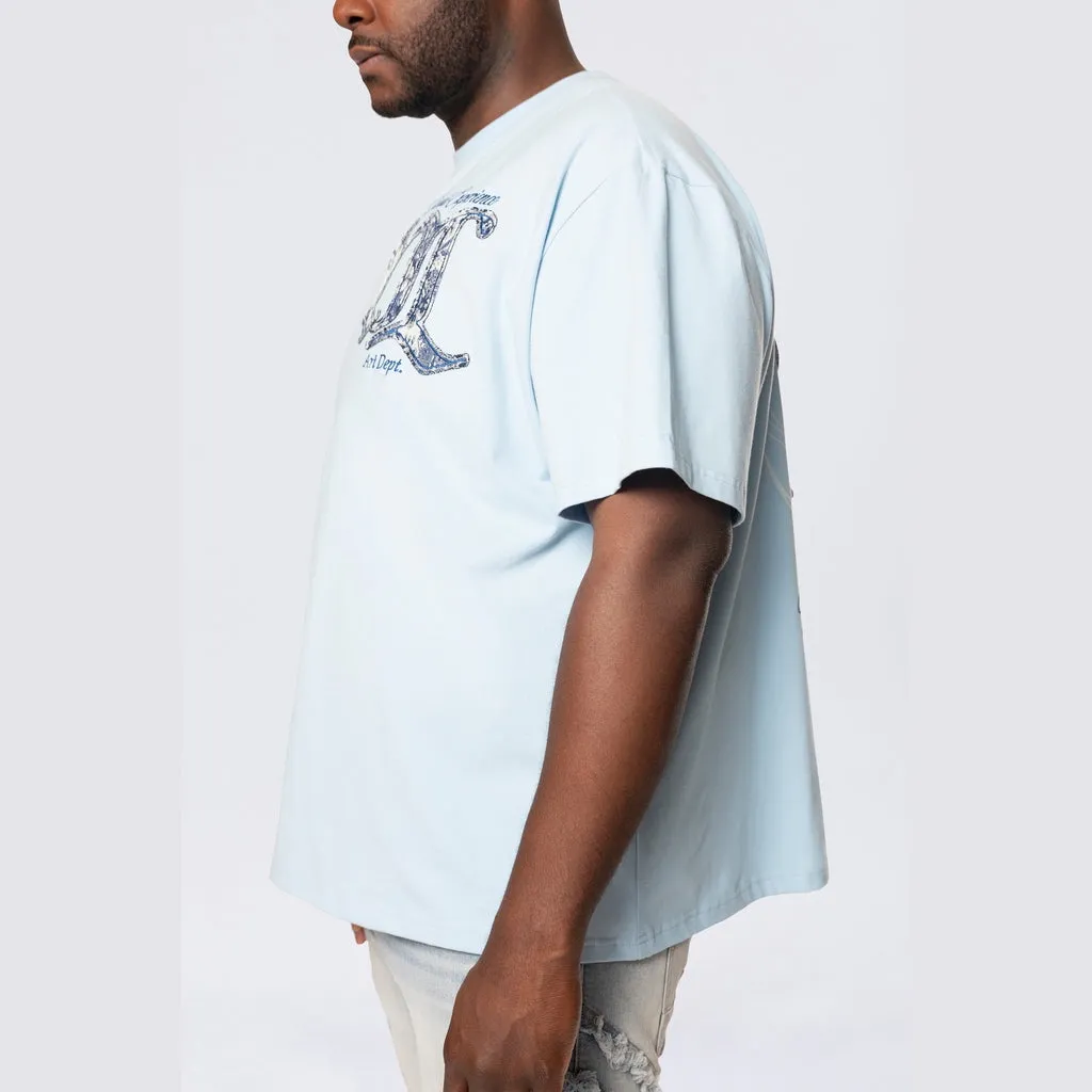 Big and Tall - Tapestry Patch SS Tee - Cerulean