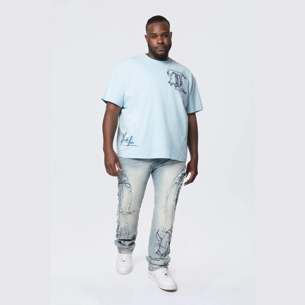 Big and Tall - Tapestry Patch SS Tee - Cerulean