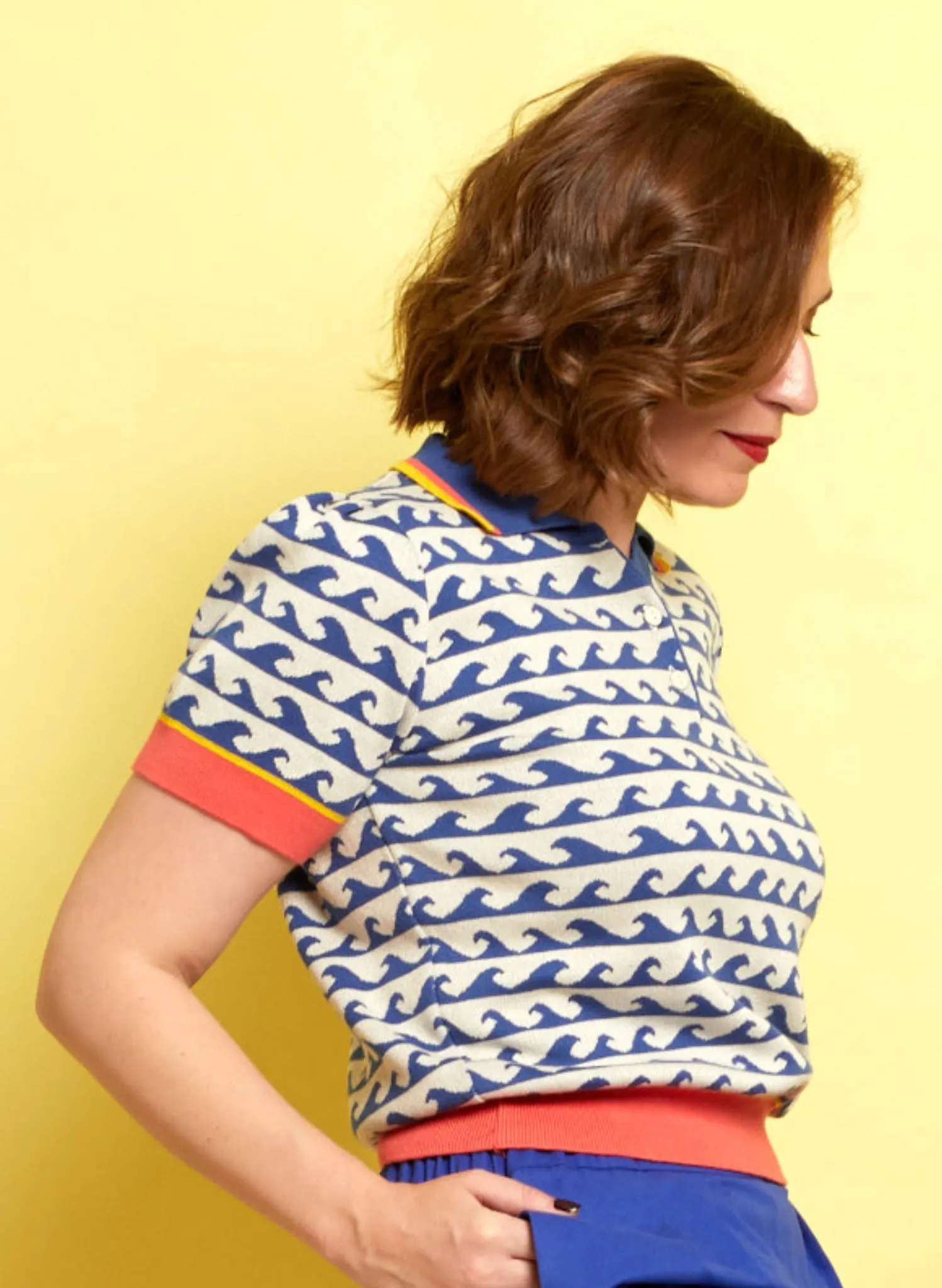 Billie Knitted Cotton Top - Blue Wave