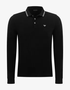 Black Eagle Logo Long Sleeve Polo T-Shirt