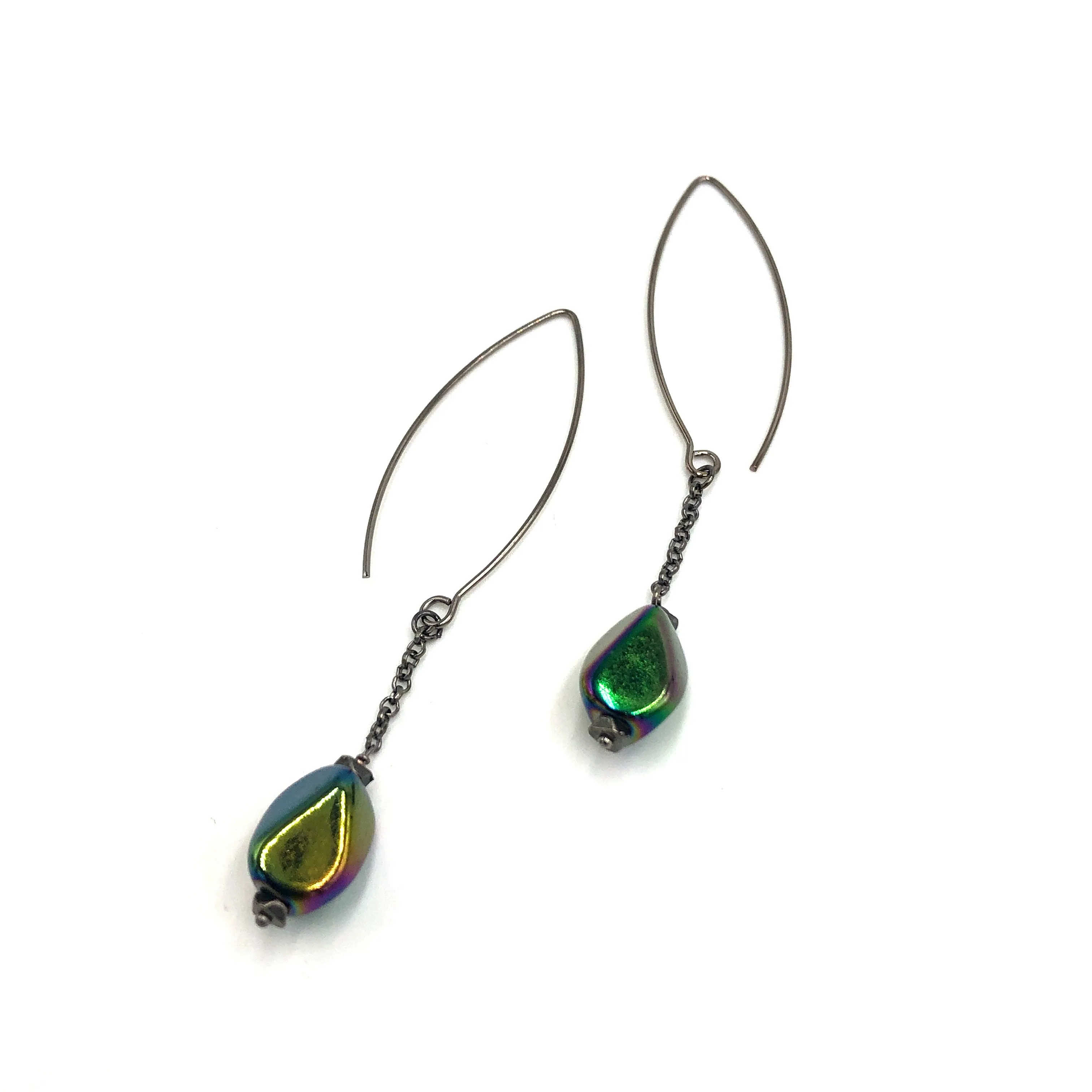 Black Iris RainChain Drop Earrings