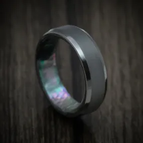 Black Titanium and Black Mother of Pearl Sleeve Custom Men's Ring