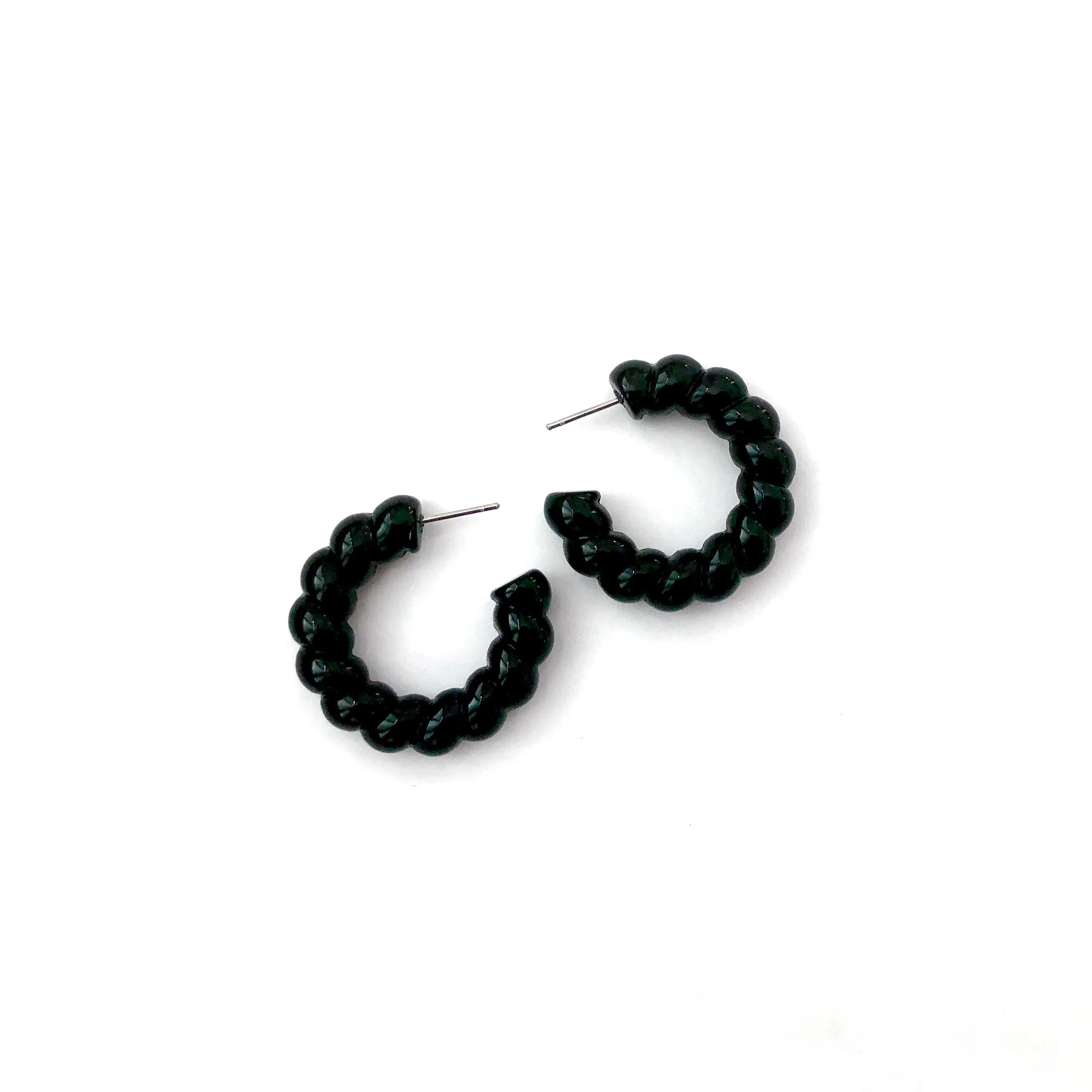 Black Twisted Rope Hoop Earrings