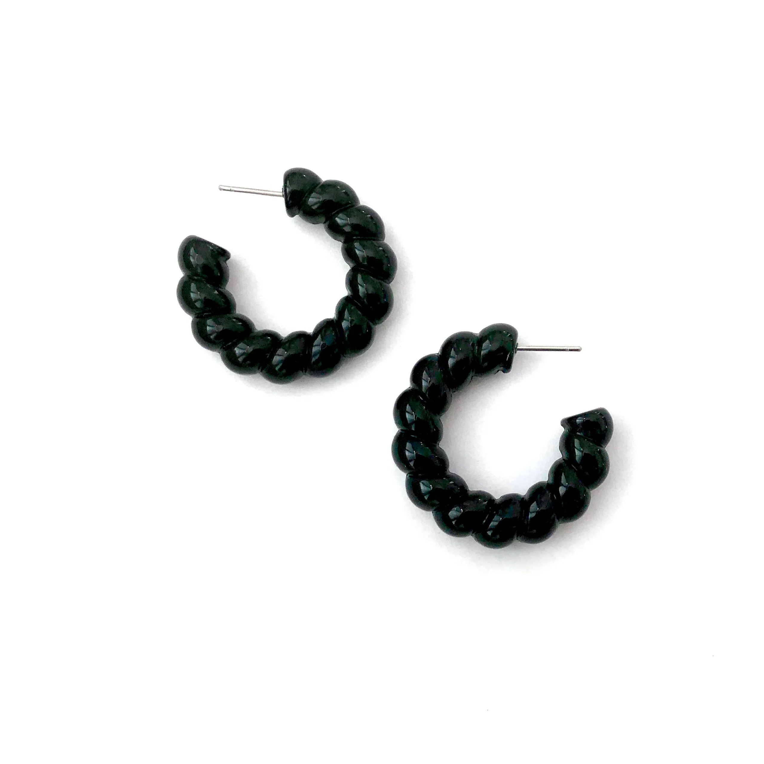 Black Twisted Rope Hoop Earrings