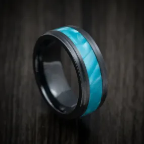 Black Zirconium and Juma Inlay Men's Ring Custom Made Band