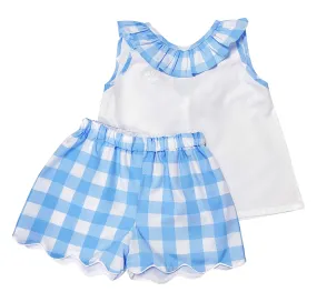 Blue checks Girls Short Set