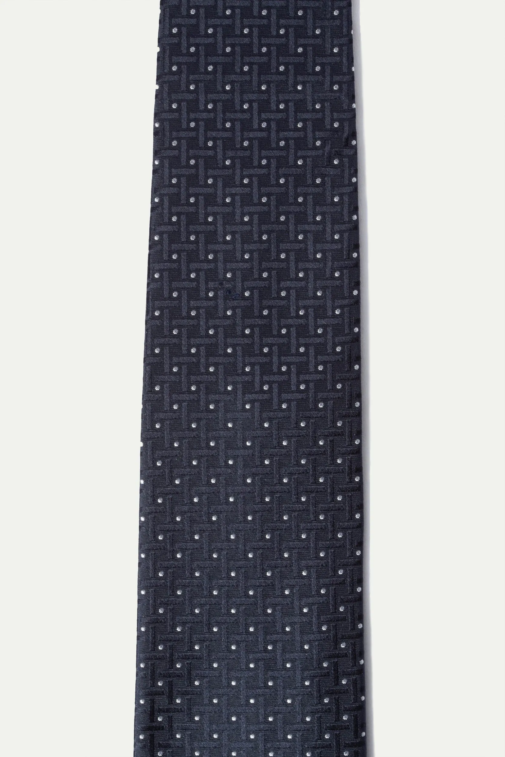 Blue jacquard silk tie - Made In Italy