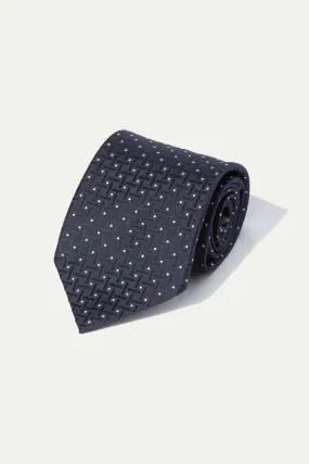 Blue jacquard silk tie - Made In Italy