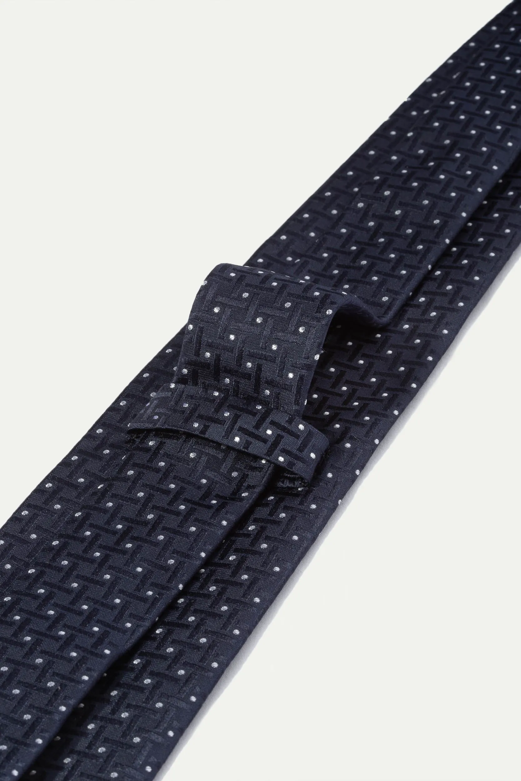 Blue jacquard silk tie - Made In Italy