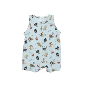 Blue Puppy Alphabet Bamboo Shortie Romper