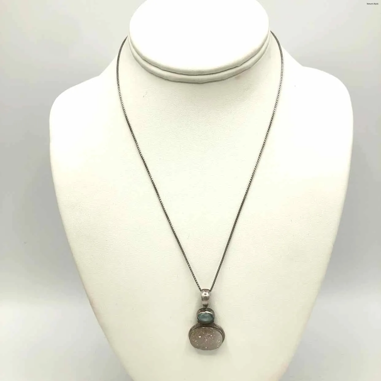 Blue Topaz Druzy Pre Loved 18" ss Necklace