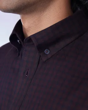 Brown & Black Herringbone Checked Shirt