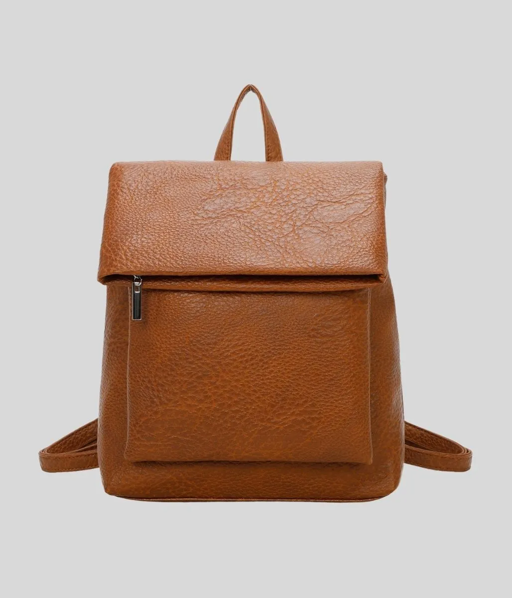 Brown Textured Backpack