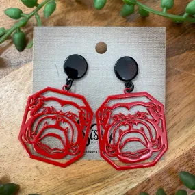 BULLDOG RED AND BLACK DROP EARRING