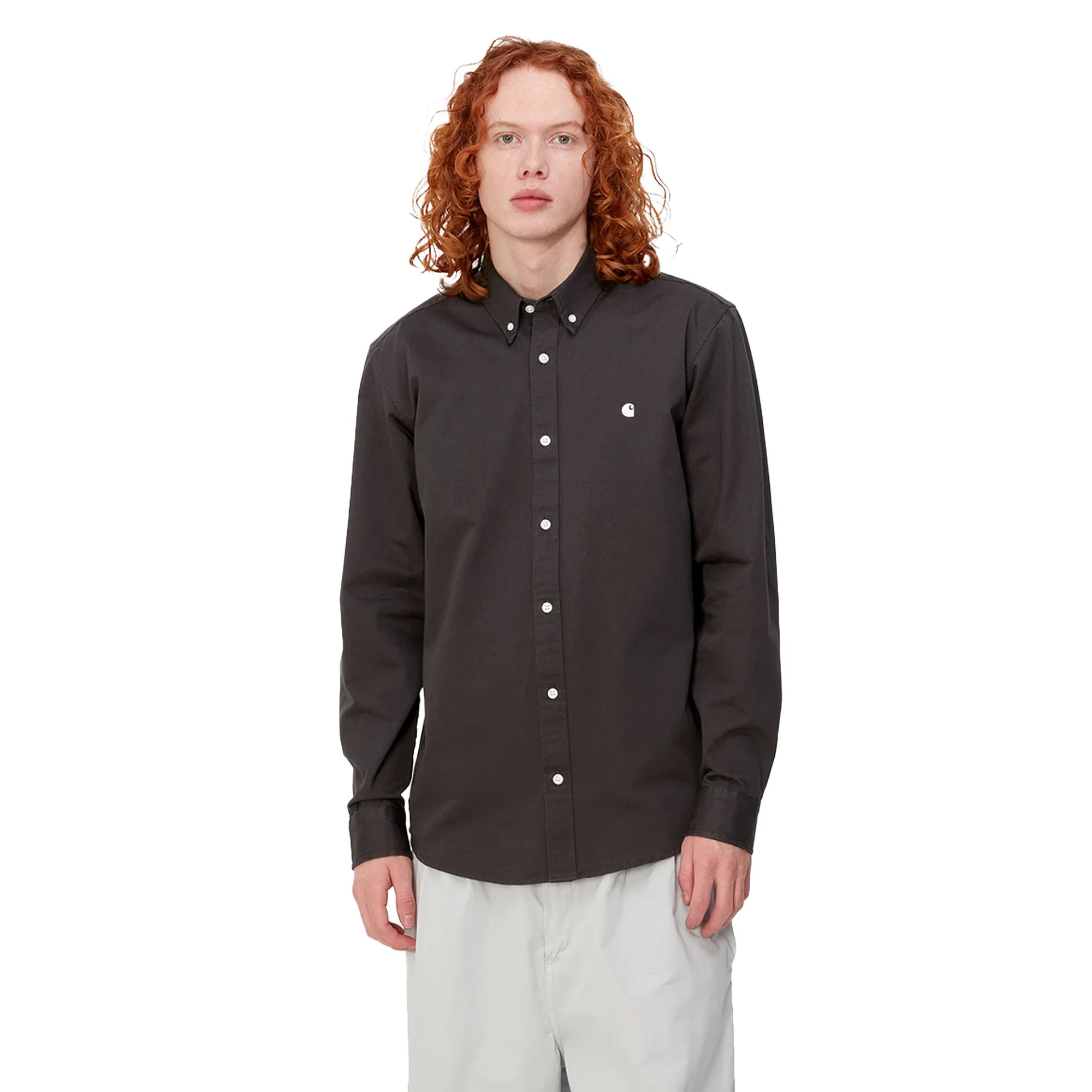 Carhartt WIP L/S Madison Shirt Charcoal/White