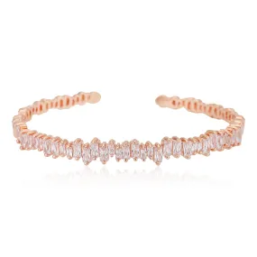 Carlton London Premium Jwlry-Rose Gold Toned Cz Studded Rose Gold-Plated Cuff Link Braclet Fjb4181