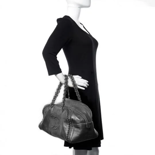 Chanel Bowling Smooth Calfskin Large Luxe Ligne Bowler Black Leather Shoulder Bag