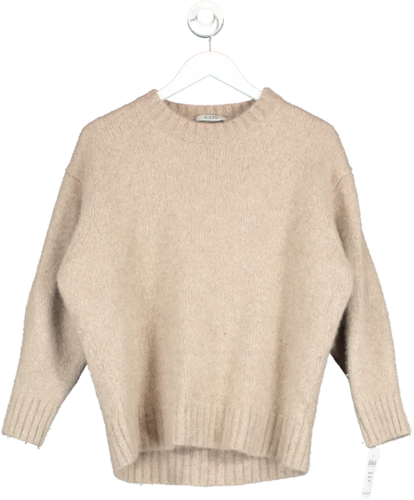 cos Beige Chunky Pure Cashmere Jumper UK L