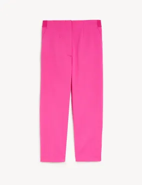 Cotton Blend Slim Fit Cropped Trousers