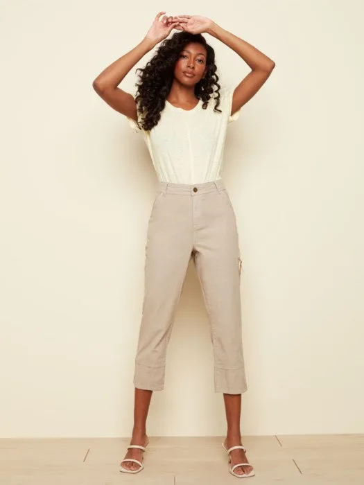 COTTON CANVAS CARGO CAPRI