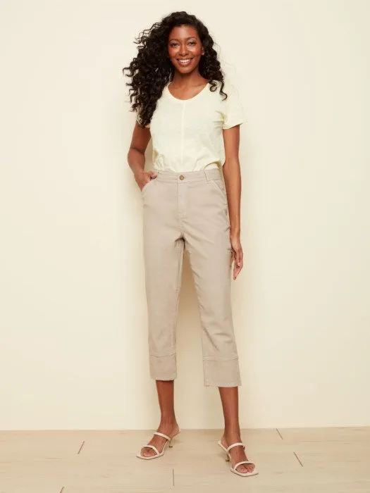 COTTON CANVAS CARGO CAPRI