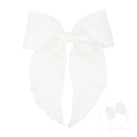 Cotton Gauze Bowtie with Twisted Wrap and Whimsy Tails | White