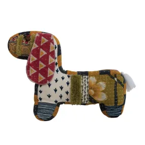 Cotton Kantha Dog Shaped Pillow