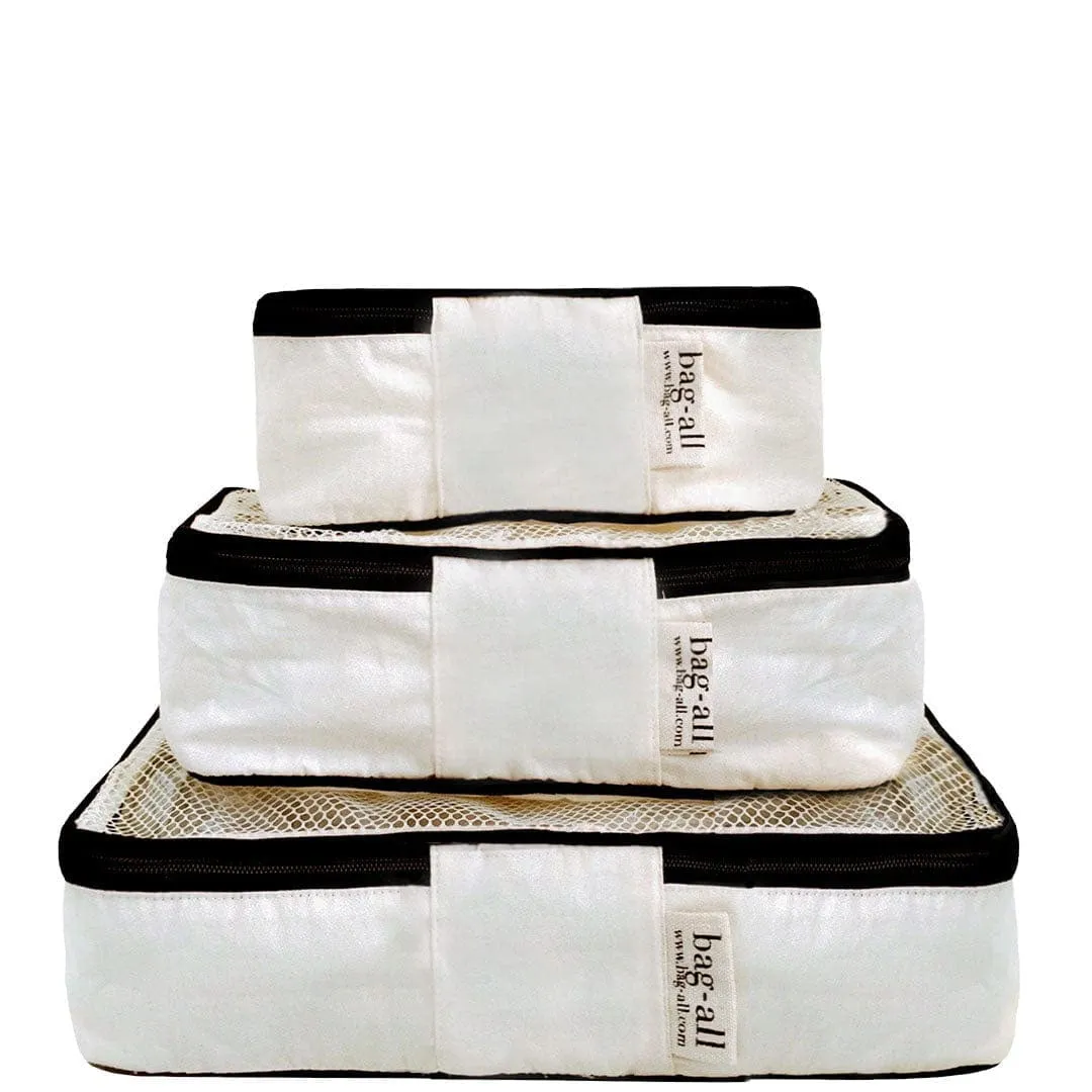 Cotton Packing Cubes, Print, 3-pack Cream